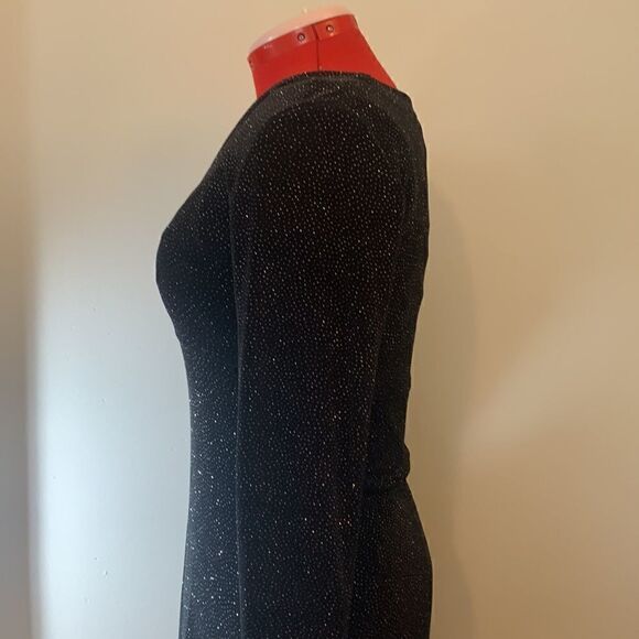 Rabbit Rabbit Designs Black Slinky Sparkly Maxi Dress Size 6 Prom Metallic - Picture 4 of 12